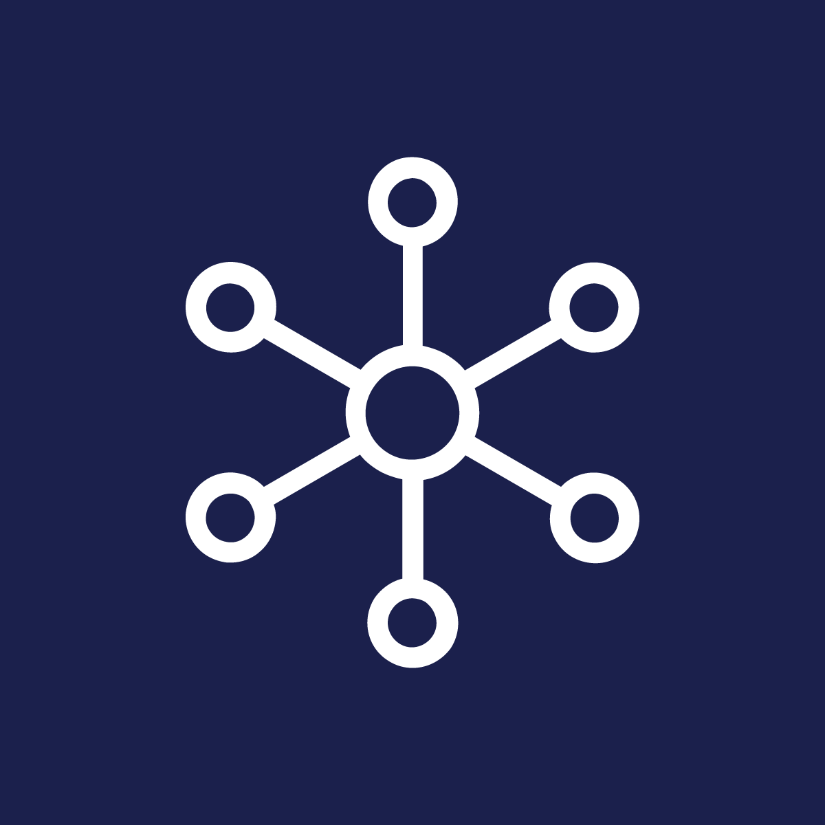 icon with a circle connected to other circles surrounding it
