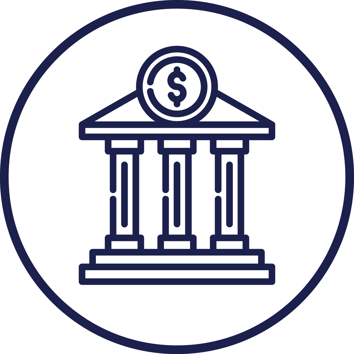 illustration of three pillars with dollar sign on top
