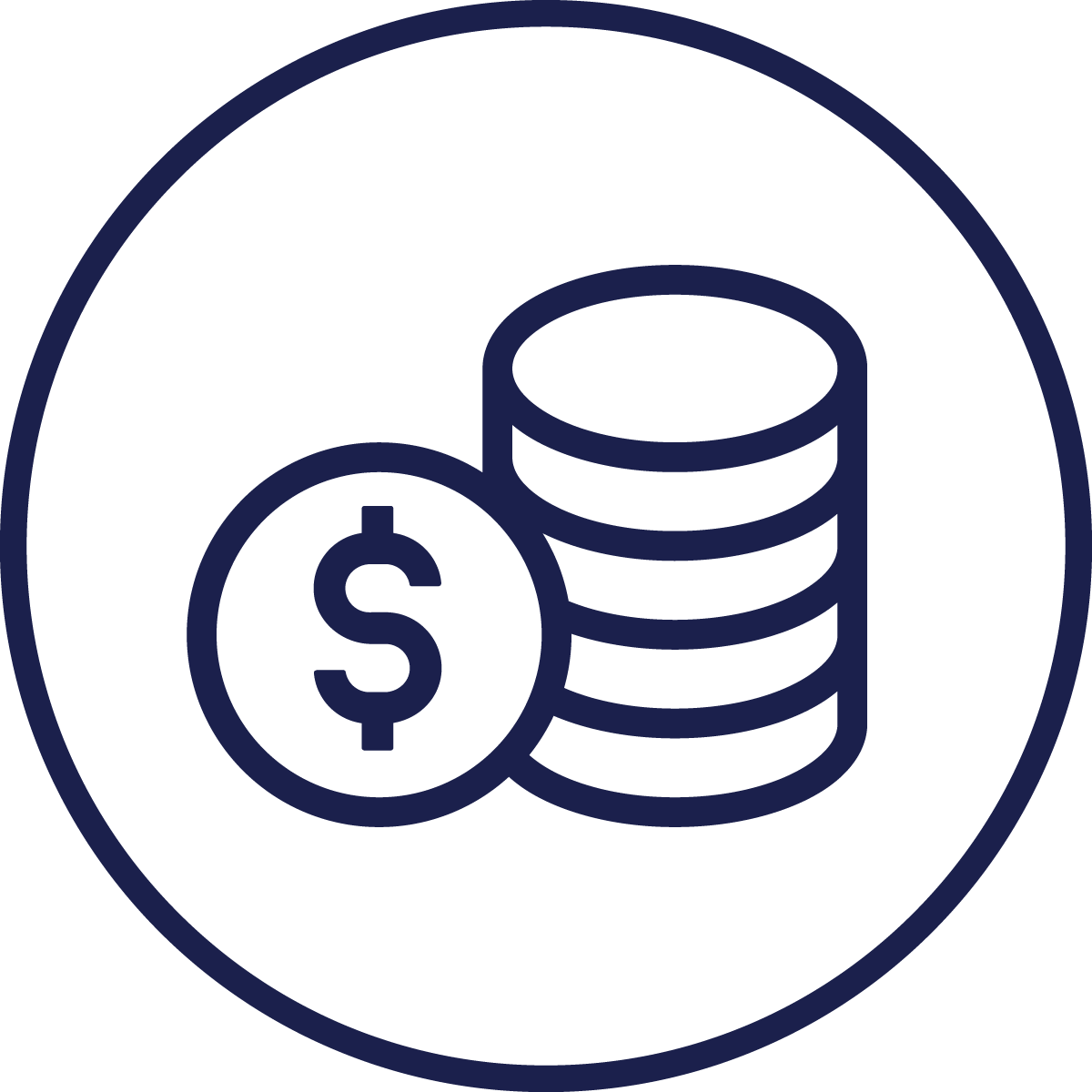 icon with dollar sign and coins