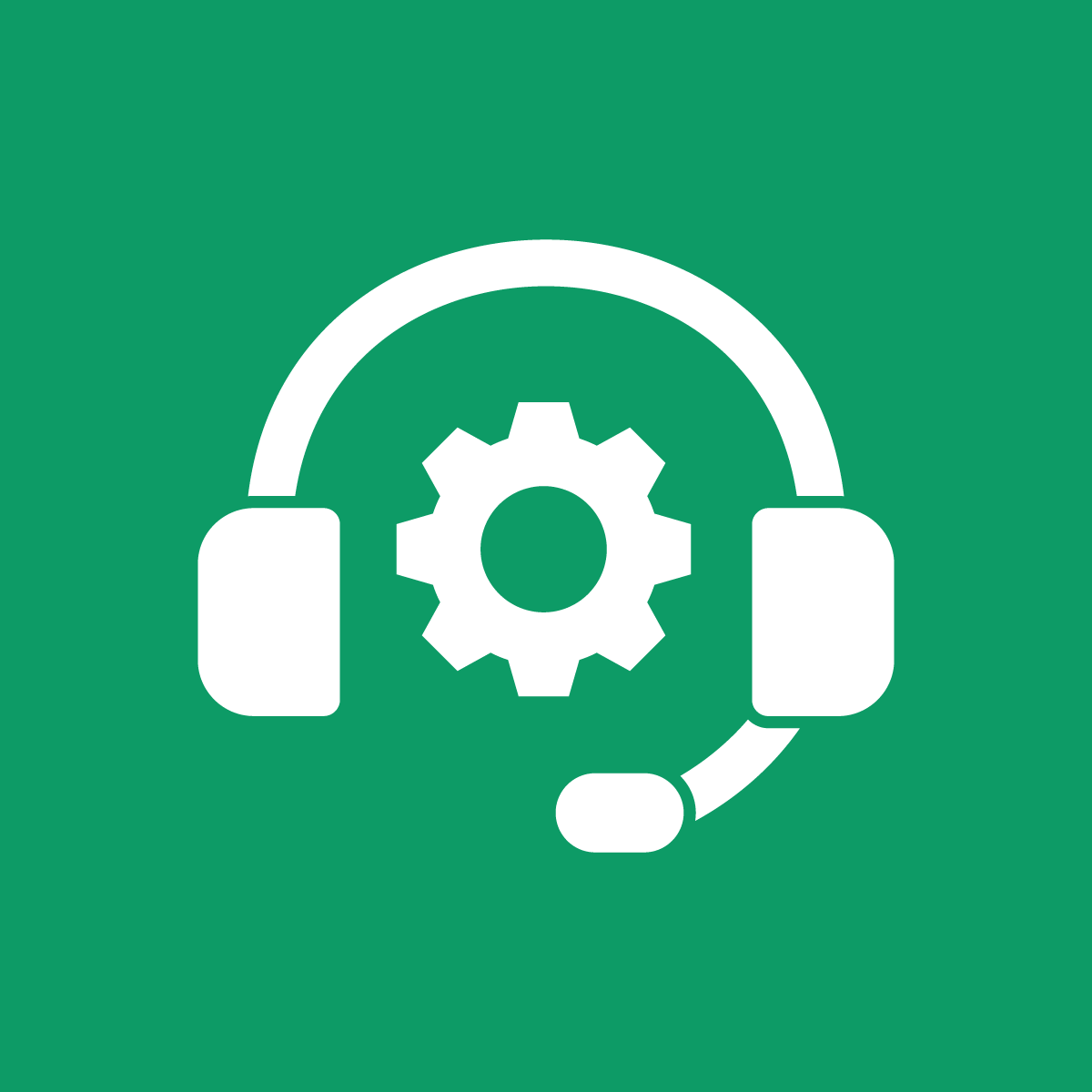icon of gear with headset around it